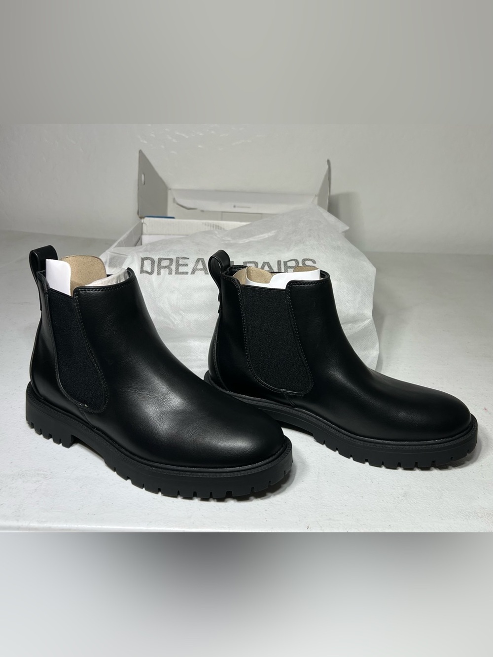 Dream Pairs Kids Black Lug Chelsea Boots